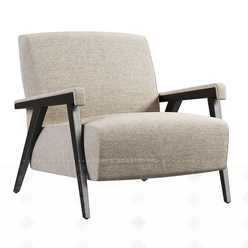Light Luxury Modern Minimalist Fabric Sofa Chair Single Chair Living Room Balcony Front Desk Leisure Chair Solid Wood Leg Armchair