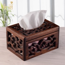 Thai solid wood paper pumping box Chinese tissue box Bedroom living room household simple coffee table Dining room wooden pumping box