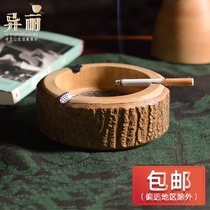  Yili Thai retro solid wood ashtray creative personality handmade hotel bar ashtray large Fathers Day gift