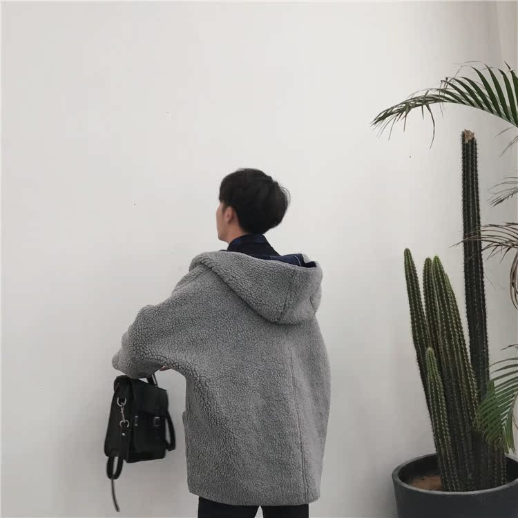 Mọt sách nhỏ ~ áo khoác mùa thu và mùa đông nam lamb cashmere áo đôi vợ chồng ấm áp áo khoác cotton dày áo khoác nam mặc hai mặt quần áo đôi