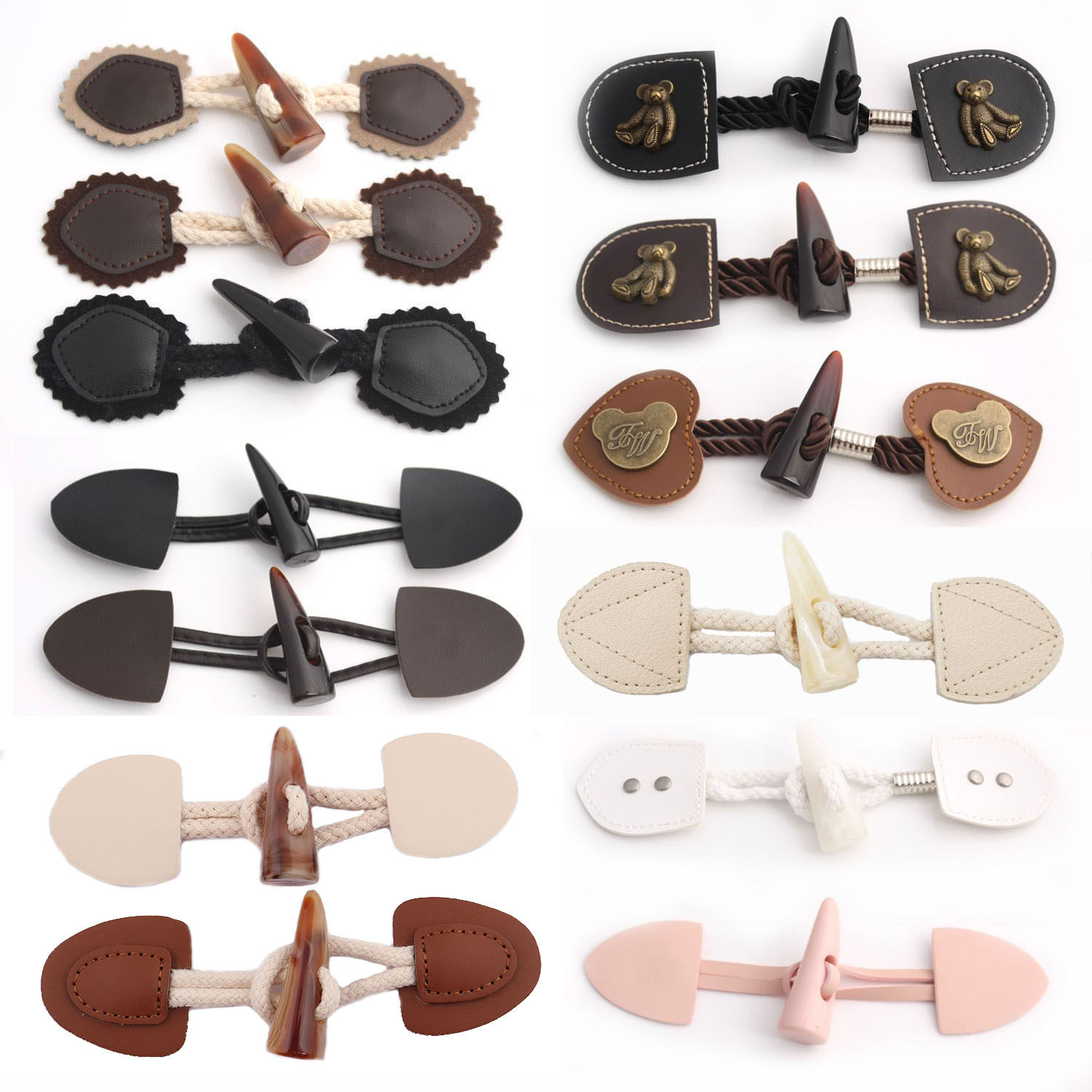 Upscale with leather resin buffalo horn buckle black big coat with wind sweater fur coat button for sweater children wood pair buckle