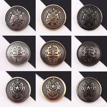 Upscale big coat wind clothes men and women clothing jacket round high foot gold silver color suit metal button buttonup