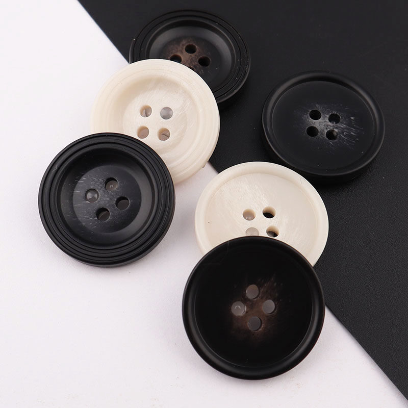 High-end Chinese-style round coat windbreaker jacket suit clothing cuffs white coffee black resin buttons buttons