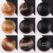 Upscale resin coffee patterned black big coat sweater sweater jacket suit button buttoned with round pants button