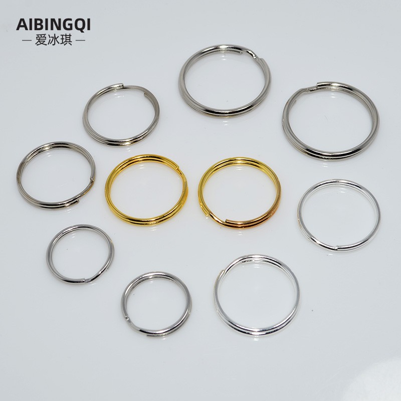 10pcs key ring ring stainless steel aperture iron ring round thickened accessories key chain diy key ring