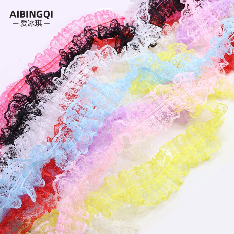 4cm wide and 2 meters long clothing accessories multi-color lace lace pleated clothes skirt diy gift box flower