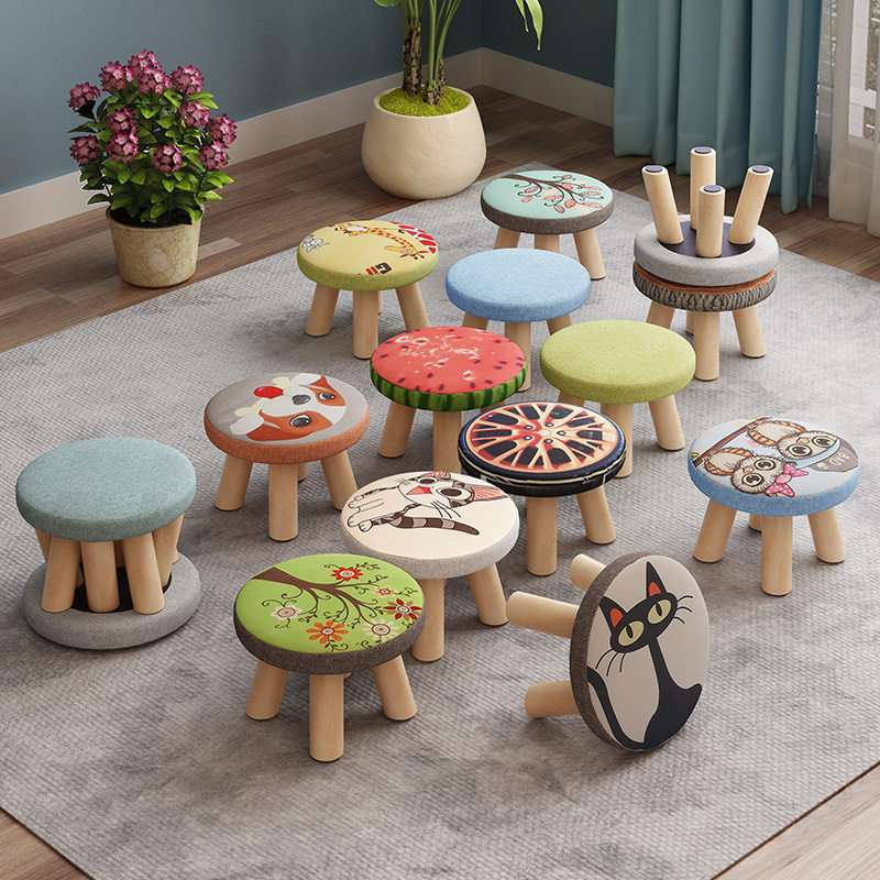 Chivas Solid wood small round stool a variety of patterns to choose from (pick up at the store)