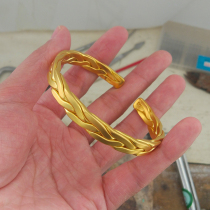 New 9999 gold bracelet solid fashion gold silver twist push pull woven open gold bracelet does not fade