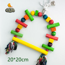 Log color Parrot Bird nibbling toy puzzle anti-depression station frame swing Bell Game close training shelf