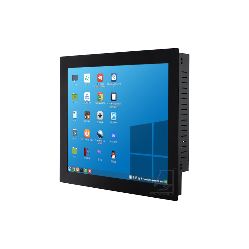17寸 嵌入式 机架式 工业 电阻触摸监视器 显示屏 分辨率 1280 x 1024 VGA接口 全金属机身