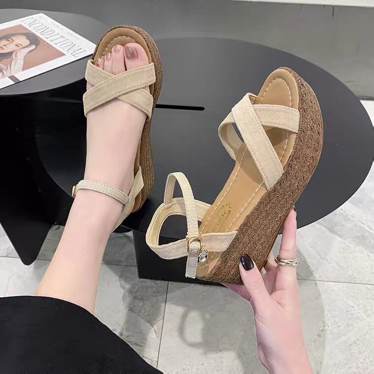 Wedding dresses Divine Instrumental Pine Cakes Heel High 5 5cm Thick Sole Shoes Slippers Wedding Dresses Heightening Comfort Everyday Can Wear Wedding Dresses