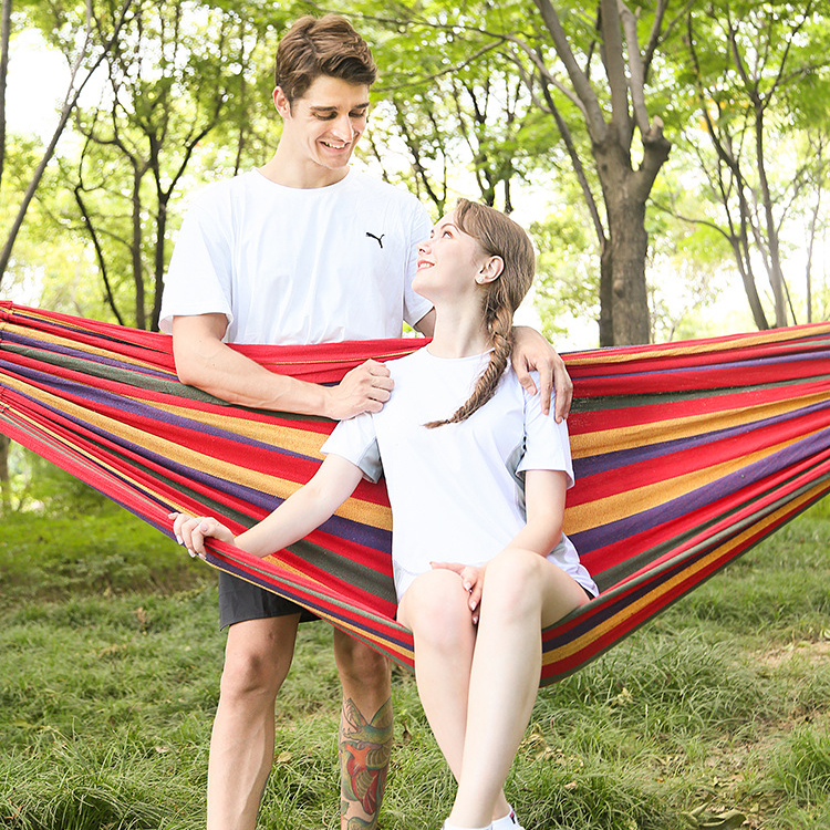 Free Boat Camel Camping single Swings Outdoor Thickened Canvas Casual Hammock for a picnic barbecue Self-driving tours
