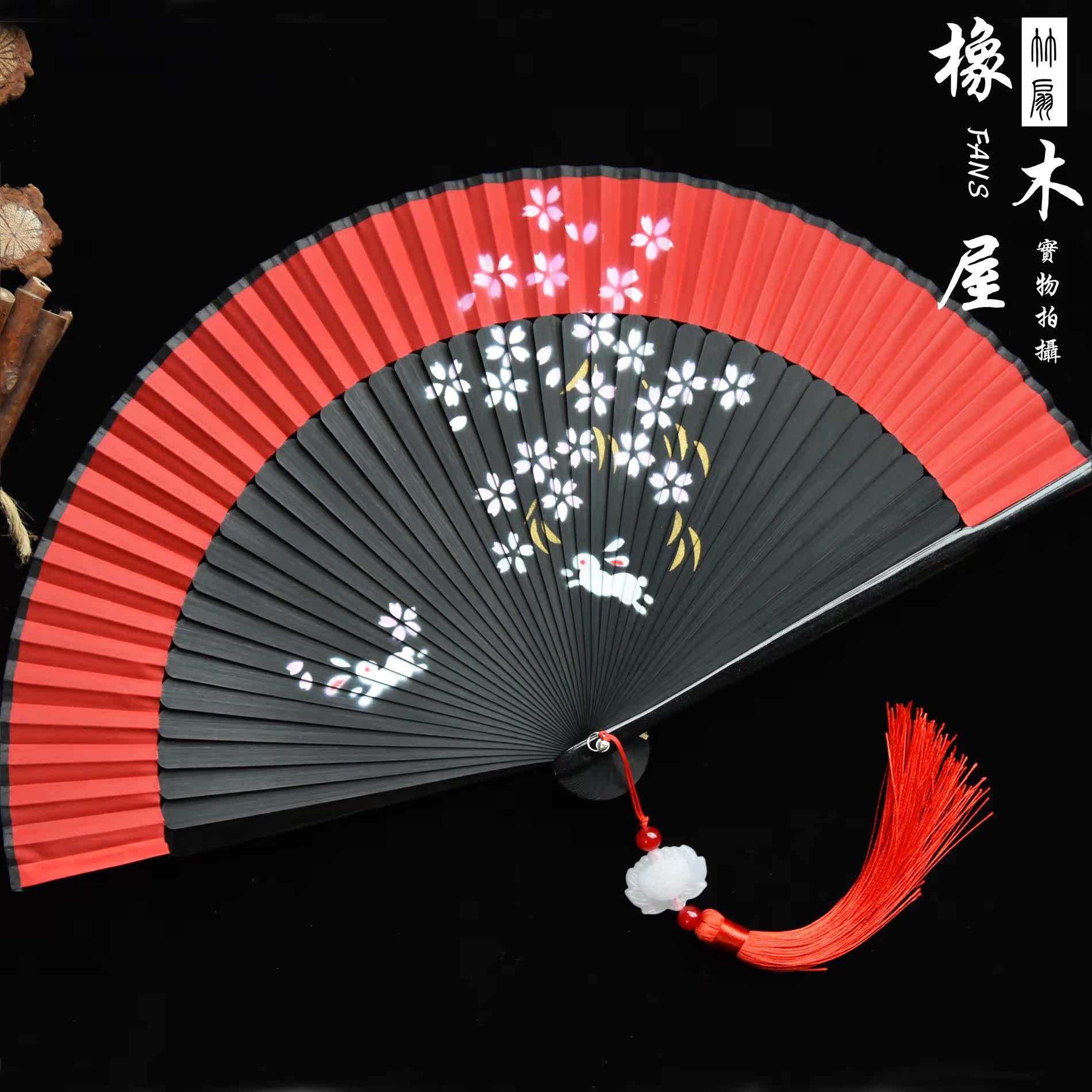 婚禮慶典新娘摺扇中國大紅色工藝女扇子和風復古禮品摺疊旗袍小扇