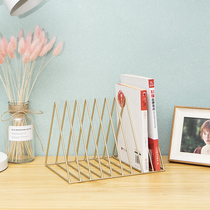 ins Nordic desktop simple Wrought iron bookshelf Book stand Office desk book holder Simple magazine creative storage rack