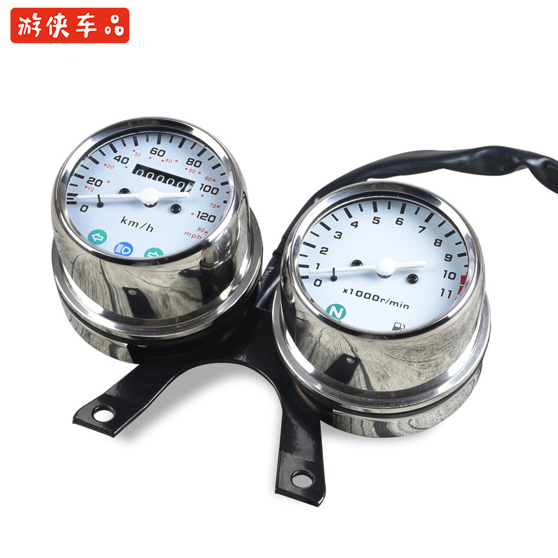 Ranger GN Coffee Retro Motorcycle Stainless Steel Instrument Double meter Mileage meter