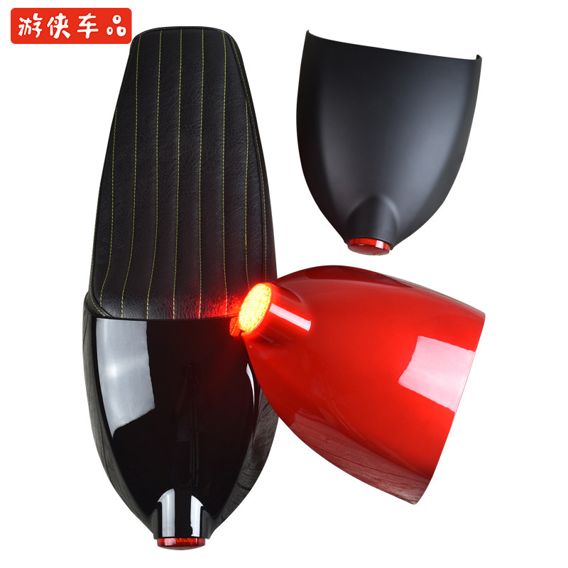 The Cruise-Grand Foot Monster Retro Locomotive Retrofit Clay Ground Coffee Line Stitch Striped Hump With Taillight Saddle Seat Cushion Bag