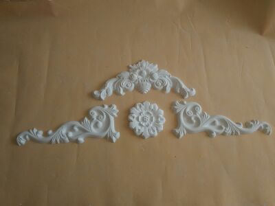 Gypsum decorative flower corner carved relief TV background wall door head lintel decorative flower European simple European decorative lines