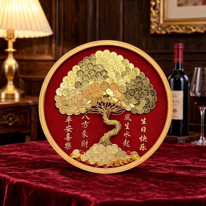 Happy Birthday DIY Coin Photo Frame Gift for Friends Husband Money Tree Ornament 50 Cent Money Tree Frame