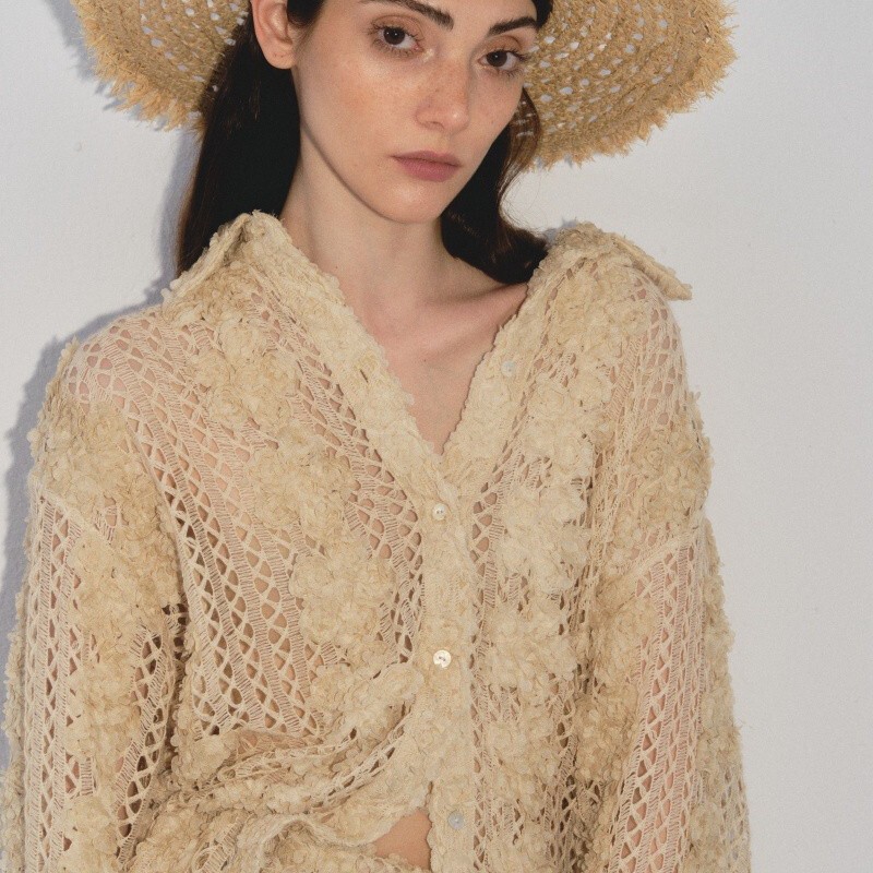 Officially Authorized Designer Brand Savage 25Ss Summer Apricot-Colored Hollow-Out Lace Shirt + Hollow-Out Lace Shorts Officially Authorized Designer Brand Savage 25Ss Summer Apricot-Colored Hollow-Out Lace Shirt + Hollow-Out Lace Shorts