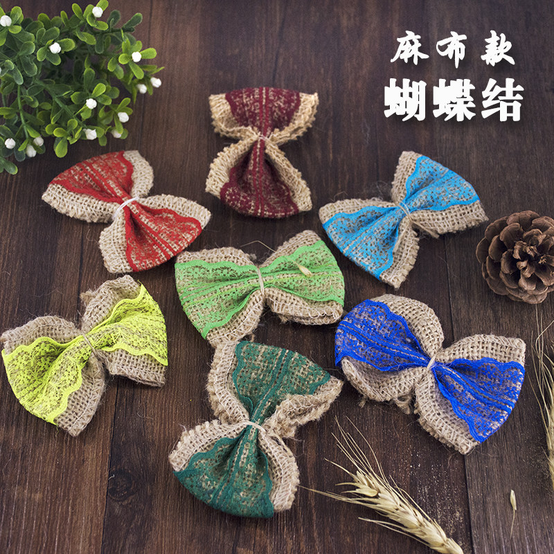 Color Hemp Cloth Bow Tie Sen Department Handmade Diy Accessories Adornment Kindergarten Little Kids School With Tools