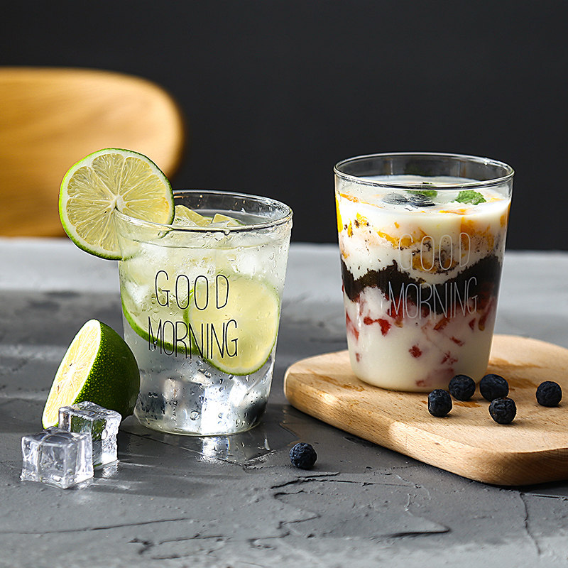 Net Red Glass Cups Ins transparent water glass Home Large-capacity Creative Heat Resistant Milk Monolayer Small Clear New Tea Cups