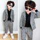 Autumn children's clothing children's small suit suit British style boy plaid suit two-piece set boy flower girl dress