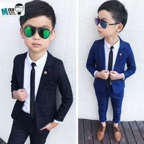 Spring and autumn boys suit suit Childrens plaid casual small suit two-piece trendy fashion flower girl dress