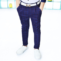 Korean version of plaid childrens pants Spring and autumn new boys casual pants spring and autumn single pants Childrens casual childrens pants