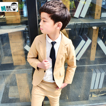2020 Spring Korean childrens clothing Boys solid color small suit suit Children champagne color dress suit two-piece suit