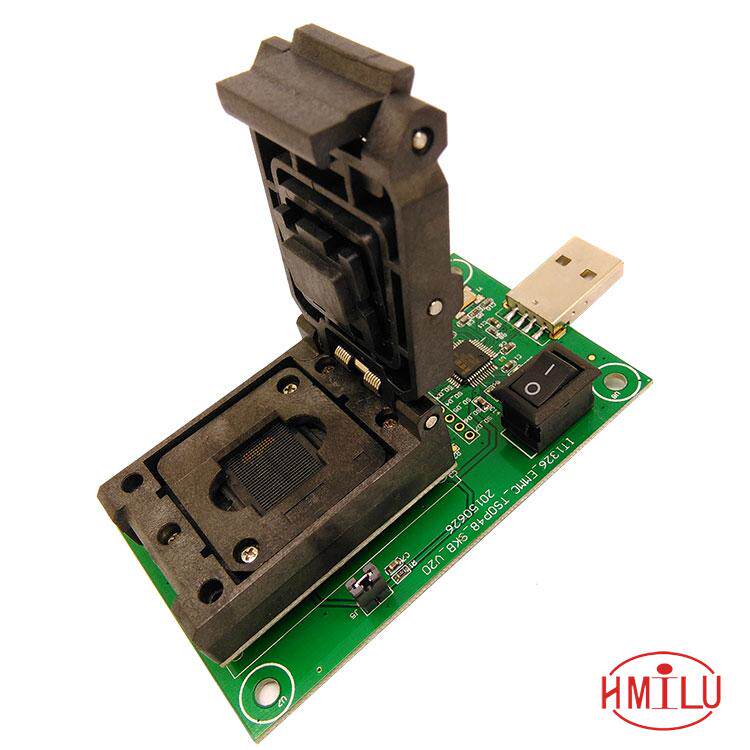 HMILU厂家EMCP221翻盖弹片转USB测试座数据恢复读写 BGA221烧录座-阿里巴巴