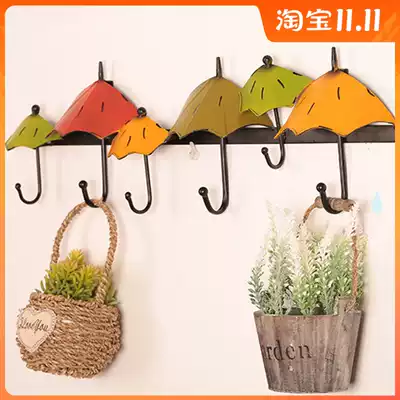 Living room decoration wrought iron umbrella model door rear wall adhesive hook fitting room clothing store creative wall hanging storage hanger