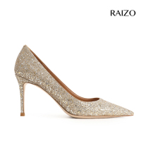 RAIZO light luxury champagne color gelite high heels women fine heel pointed handmade shoes leather bottom 2021 new