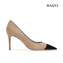 RAIZO light luxury high heels womens thin heel pointed anti-suede color leather bottom handmade shoes shallow single shoes