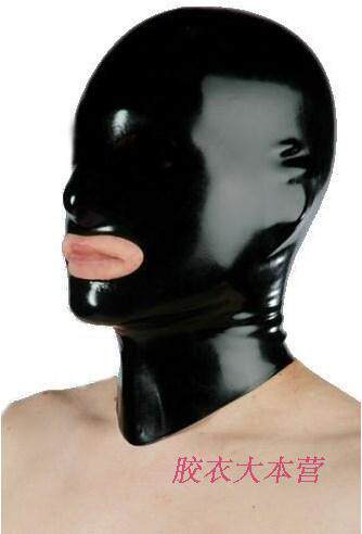 Latex Baotou mask Latex clothing headgear Elastic gloss headgear mask glue unisex open mouth