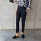 Spring and summer navy blue straight-leg pants, nine-point pants, Korean style high-waisted suit pants, women's casual suit pants, cigarette pants, work pants