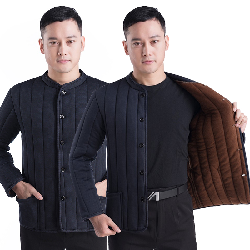 Middle-aged and elderly cotton-padded coat dad's jacket men's winter camel hair thickened close-fitting small cotton-padded jacket elderly casual grandpa cotton clothes