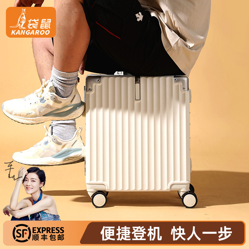 Kangaroo Luggage Suitcase, Small Size, Can Accommodate People, Ultra-Light, Suitable for Airplane Travel, with a Pull Rod and Combination Lock, Can Be Taken on Board, 18inch Small Size