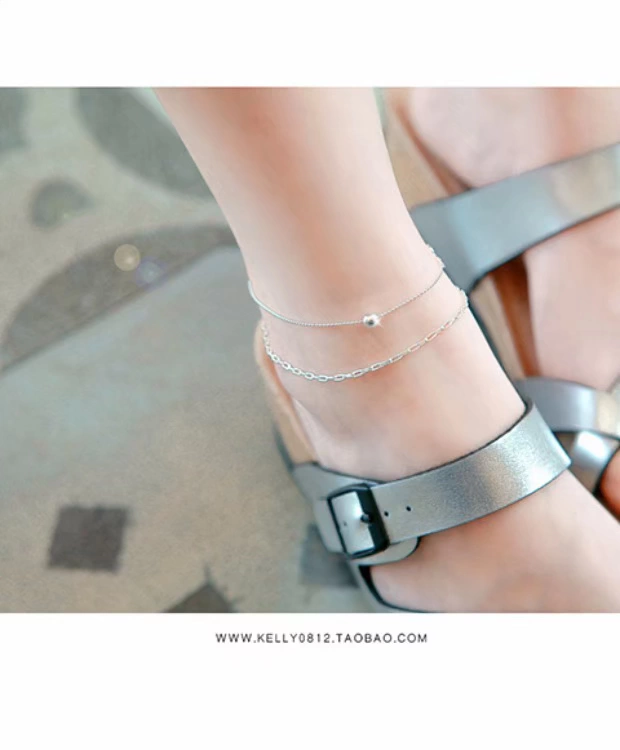 kelly TNHH 925 sterling bạc vòng chân nữ Hàn Quốc đơn giản vòng chân chuông đôi sinh viên Hàn Quốc vòng đeo chân cho nữ