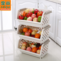  Large kitchen storage basket Multi-layer shelf storage finishing rack Toy storage cabinet box vegetable and fruit storage basket