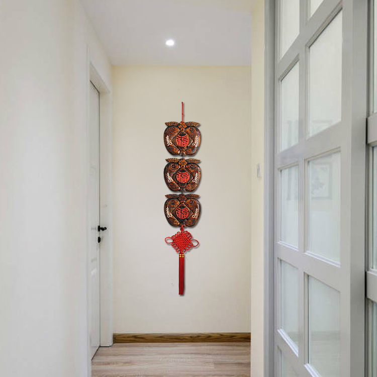 Living room Xuanguan TV Background wall Two Sides Hung on wall Wall Decoration Fu Character Wall Decoration New Chinese Wall Decoration Hanging Decoration