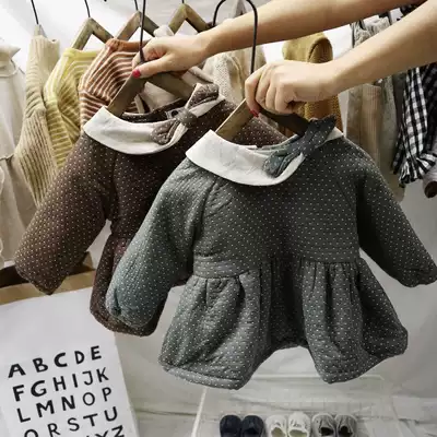 Korean baby clothes cotton dress autumn new baby girl baby baby collar polka dot skirt