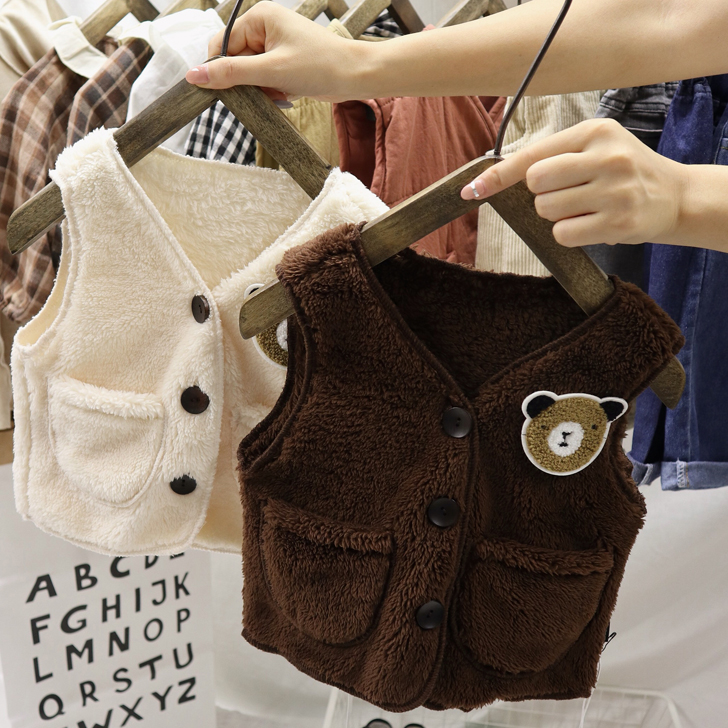Korean baby dress baby coral velvet vest 2021 autumn new men's and women's children's autumn waistcoat warm vest