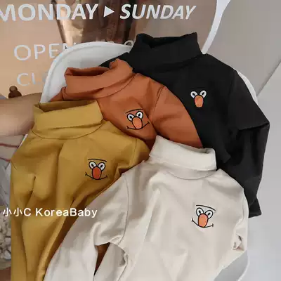 Korean baby clothes autumn and winter New Men and women Baby Cotton high collar plus velvet base shirt
