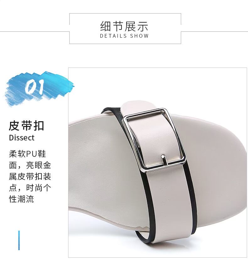 DUSTO 2018 hè mới cao gót châu Âu và Mỹ dày với khóa thắt lưng dép nữ thời trang DW18X1829A dép givenchy