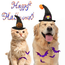 Cross-border new pet hats for dogs and cats Halloween funny pumpkin witch hat creative headwear