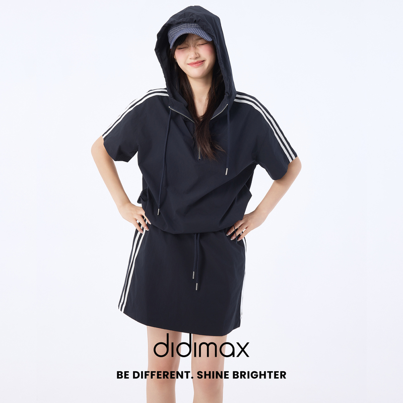 Didimax New Summer Style Navy Blue Quick-Drying Sports Suit Hooded Pullover Short-Sleeved Skirt X89450 Didimax New Summer Style Navy Blue Quick-Drying Sports Suit Hooded Pullover Short-Sleeved Skirt X89450