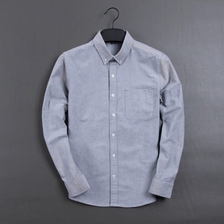 Chuỗi cửa hàng Màu sắc hoang dã Oxford dệt bằng vải cotton dài tay Áo sơ mi đơn giản kinh doanh đơn giản GB701