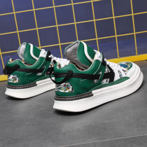 Mens shoes 2022 autumn youth trendy shoes niche style graffiti flower fashion all-match casual shoes thick-soled low-top sneakers