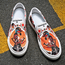 Autumn hip-hop board shoes Korean fashion loafing lazy graffiti breathable boys loafers trendy shoes casual canvas shoes
