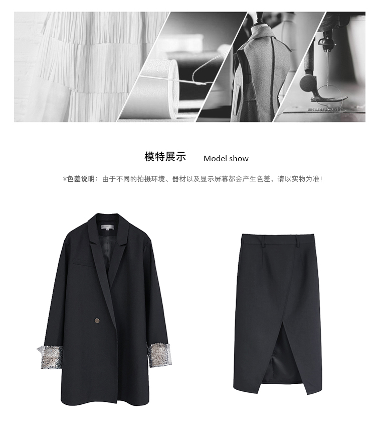 Bộ đồ vest nữ nhỏ bé 2018 xuân hè mới sang trọng phiên bản Hàn Quốc của bộ đồ dài tay điệu đà thoải mái vest đen nữ